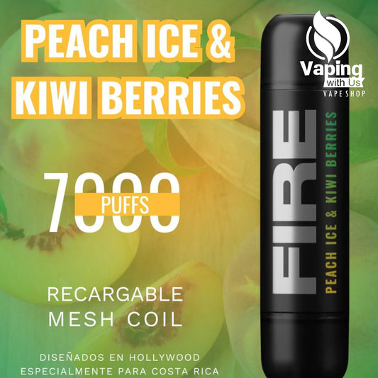 Peach Ice & Kiwi Berries - FIRE 7000 Puffs 5%/50mg