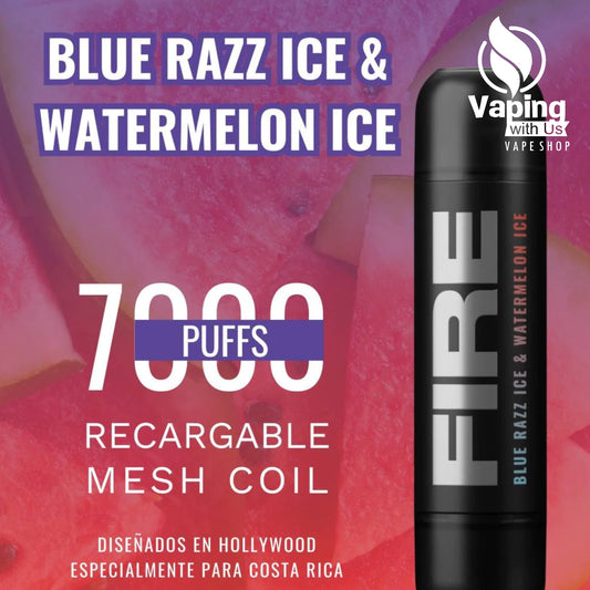 Blue Razz Ice & Watermelon Ice - FIRE 7000 Puffs 5%/50mg